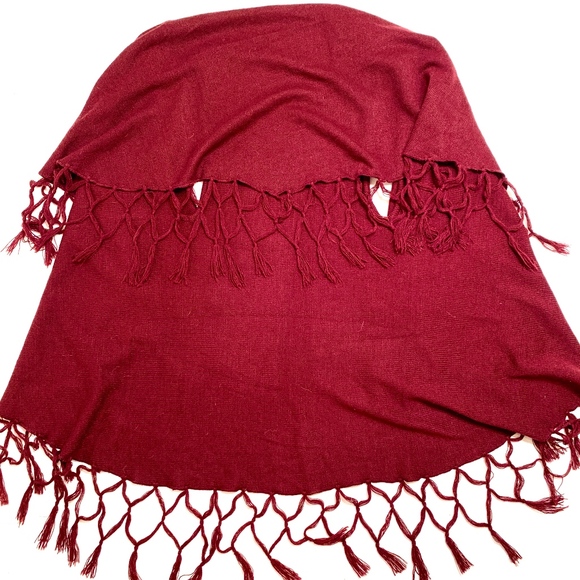 Wine Red Cardigan w/ Tassels - Picture 2 of 4